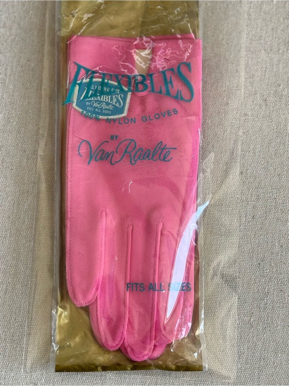 Vtg Van Raalte BUBBLE GUM PINK Nylon Dress Wrist Length Gloves NOS Fits All - Picture 2 of 4